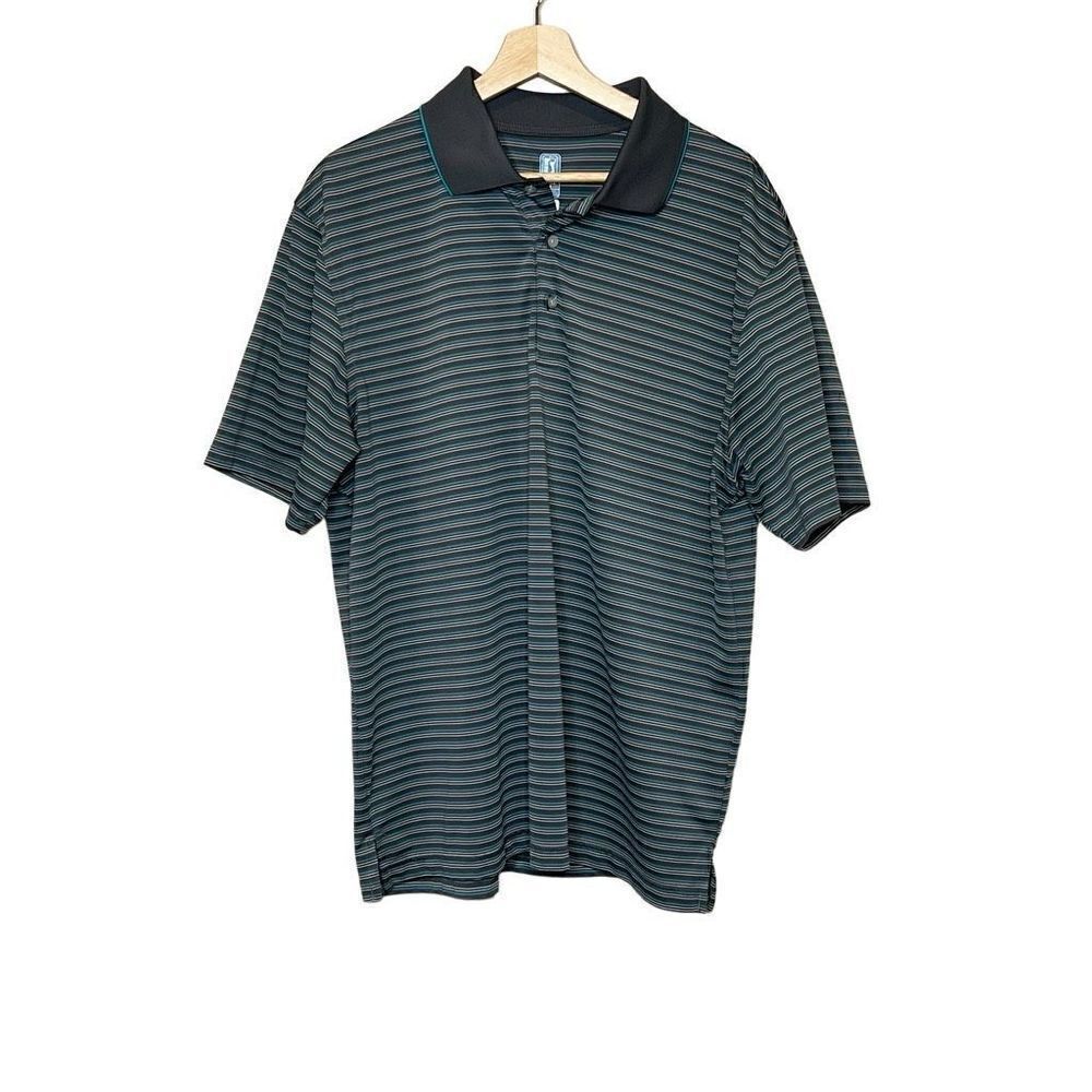 PGA gray and teal striped golf polo size XL
